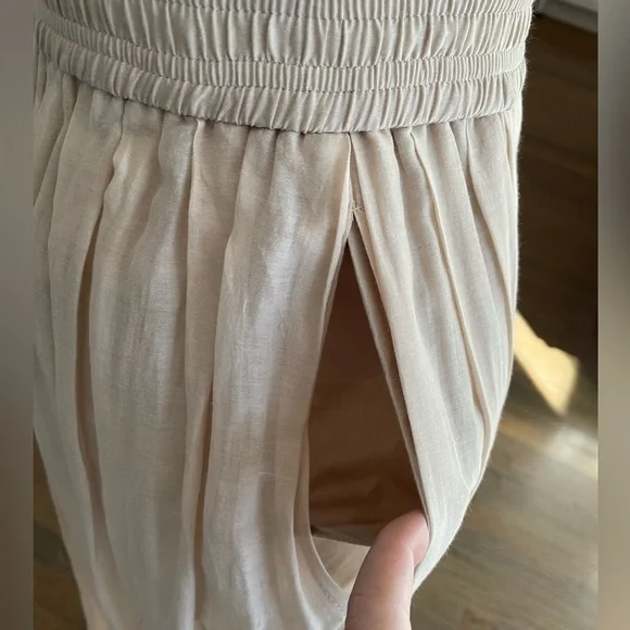 Marella monochrome wide leg cropped skirt pants lightweight sand color